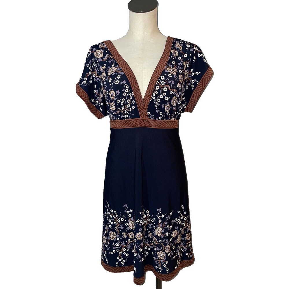 BCBG Women's Babydoll Stretch Mini Dress Size S V-Neck Empire Waist Whimsigoth